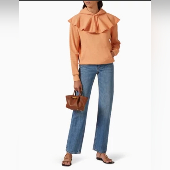 NWT Ulla Johnson Lolla Ruffle-collar Hoodie in Cotton-fleece  size Small $330 - Picture 3 of 17